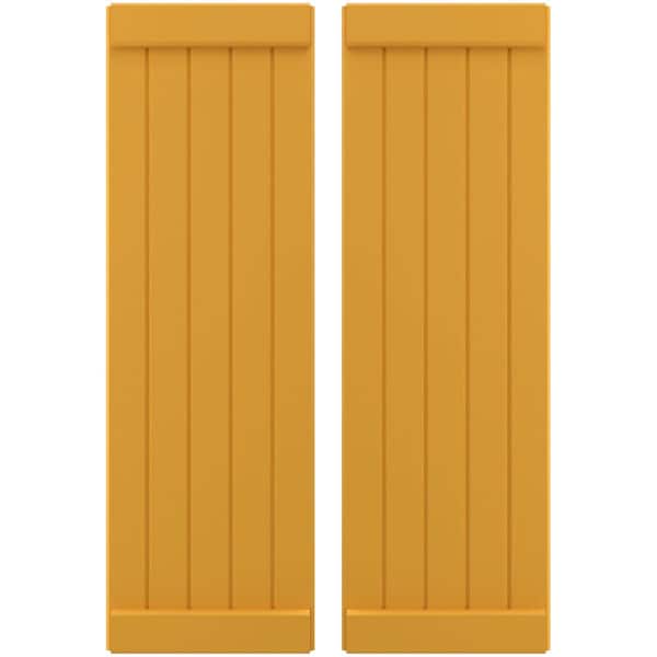 Ekena Millwork Americraft 5-Board Exterior Wood Joined Board-n-Batten Shutters w/ End Batten, ARW103BB518X46TUH, PR ARW103BB518X46TUH - main